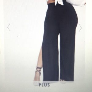 Plus Black WideLeg Slinky Trouser